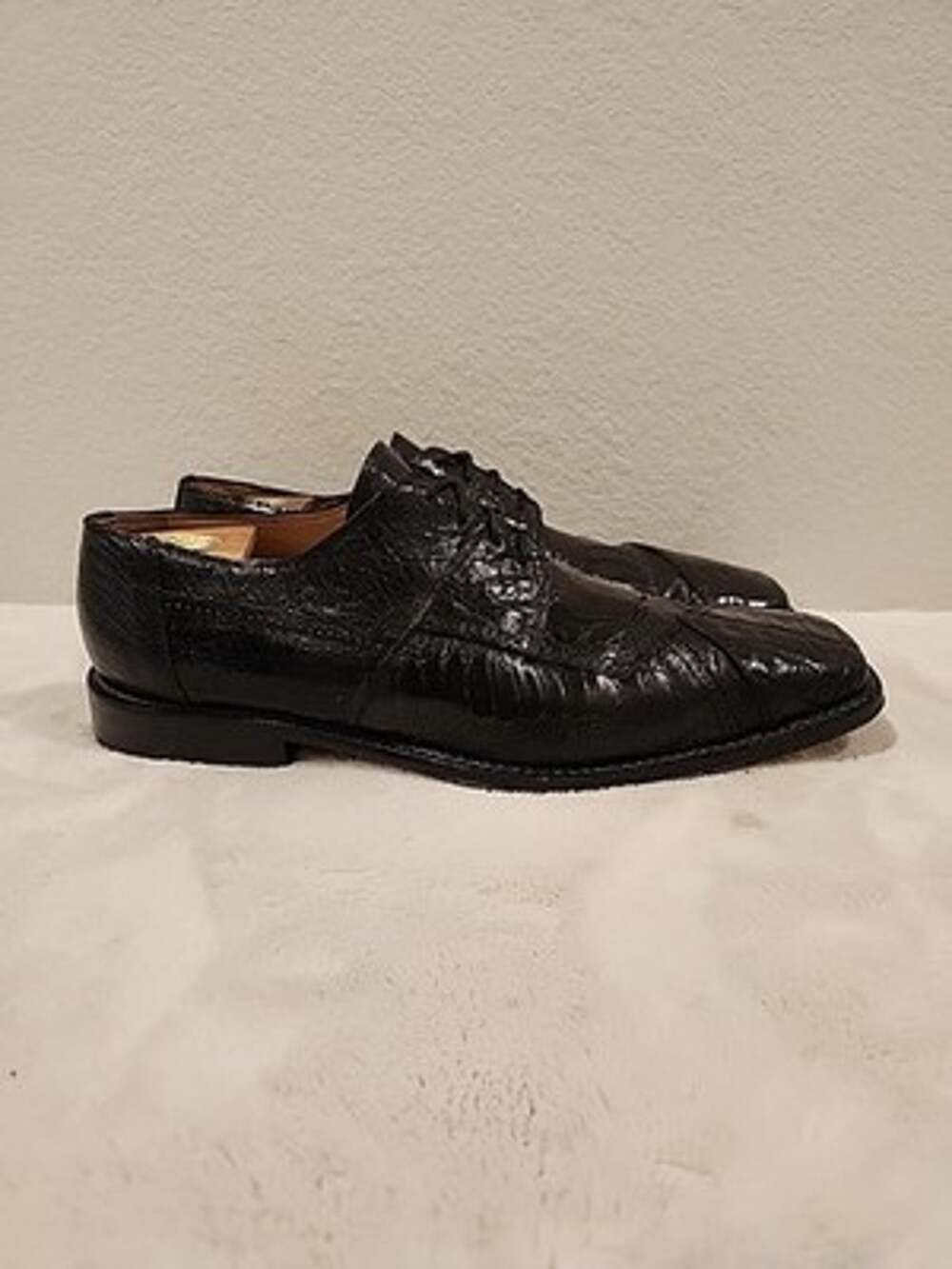 David Eden Men's 13 Ostrich Crocodile Men's Black Oxford Dress Shoes Exotic